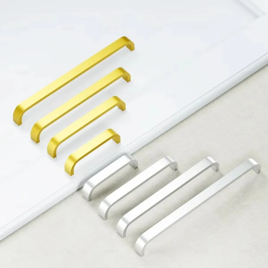 Contemporary Space Aluminum Alloy Silver Drawer Grip Two End Curved Chassis File Cabinet Door Pull