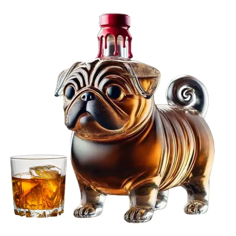 

Креативный графин для красного вина с мопсом, хрустальная бутылка, бутылка вина, диспенсер для вина, стеклянная бутылка, утолщенный графин для виски