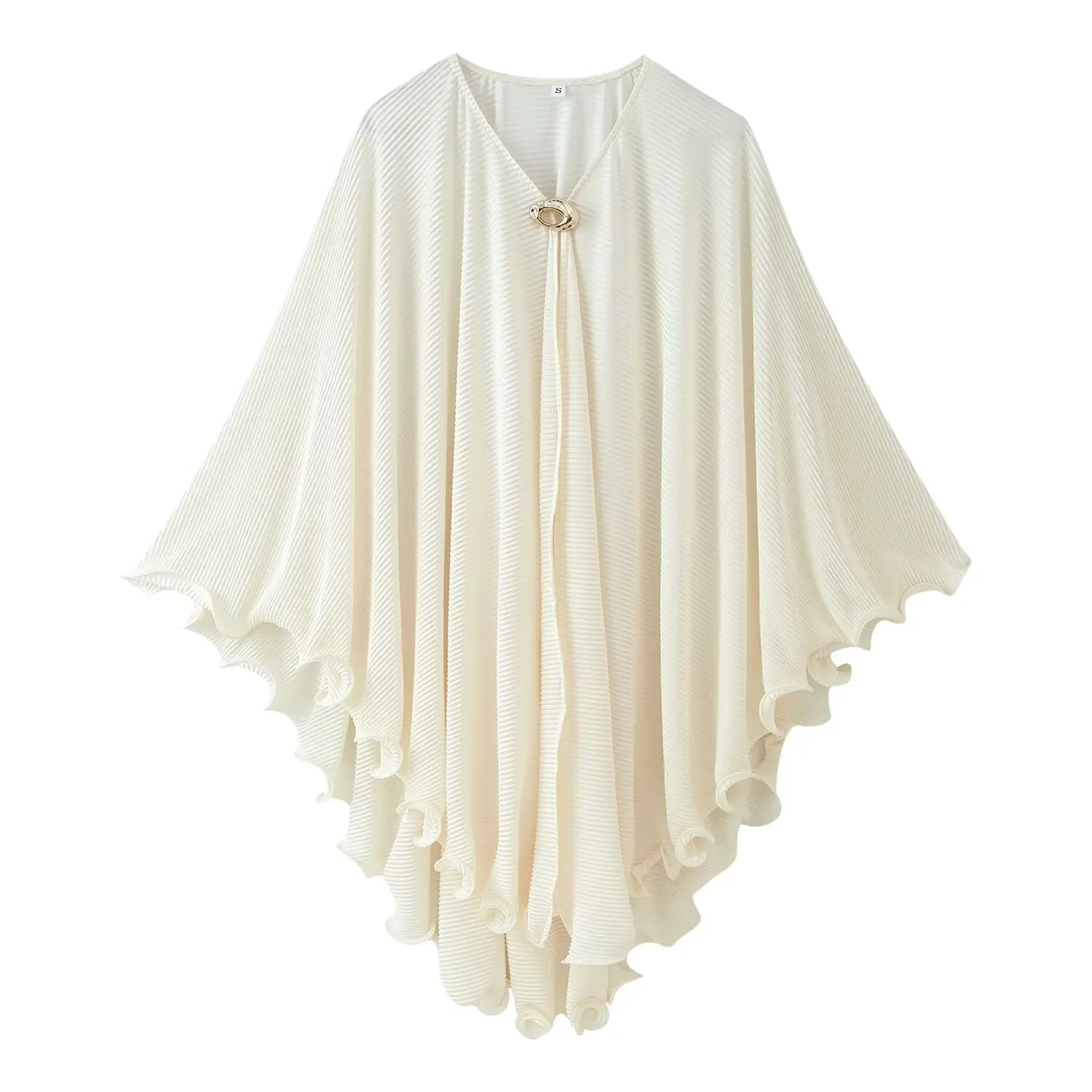 KLKXMYT Elegant Chic Cloak Jackets for Women Vintage Modest lrregular Pleat Cape Coat Evening Party Poncho Jacket New Outerwear
