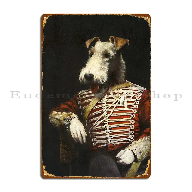 Victorian Fox Terrier In Uniform Metal Sign Wall Mural Plaques Customized Pub Decoration Tin Sign Poster