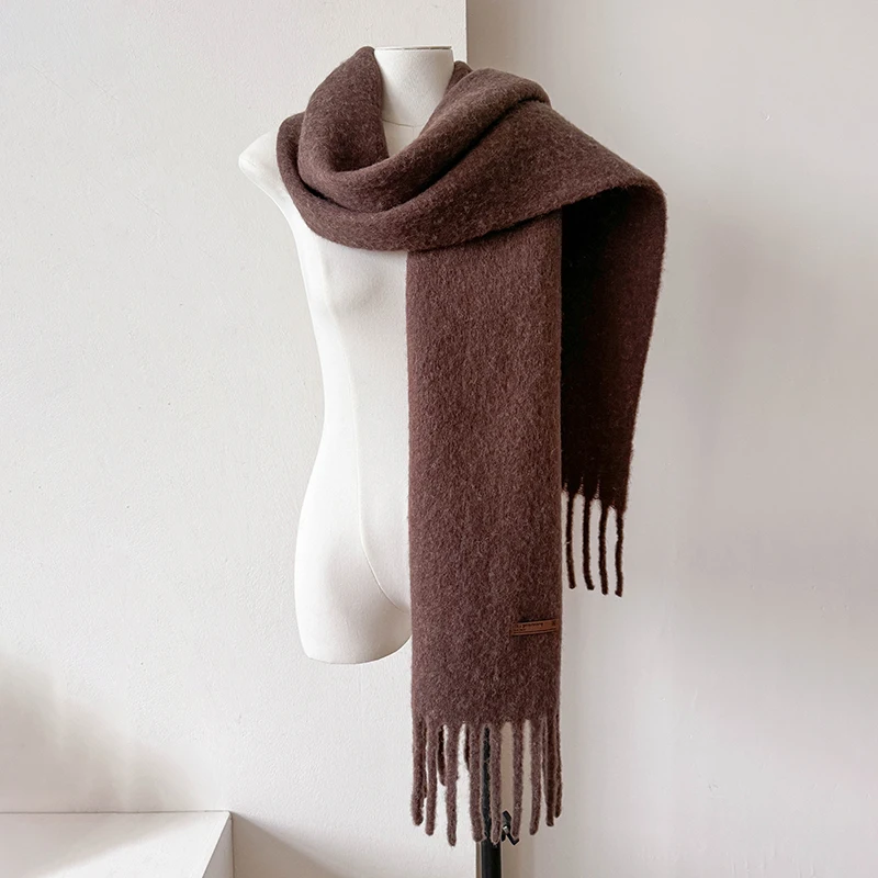 2024 luksusowa marka kaszmirowy szalik damski zimowy gruby ciepły jednolity okłady kobieta Pashmina długi frędzel kobieta Bufandas gruby koc