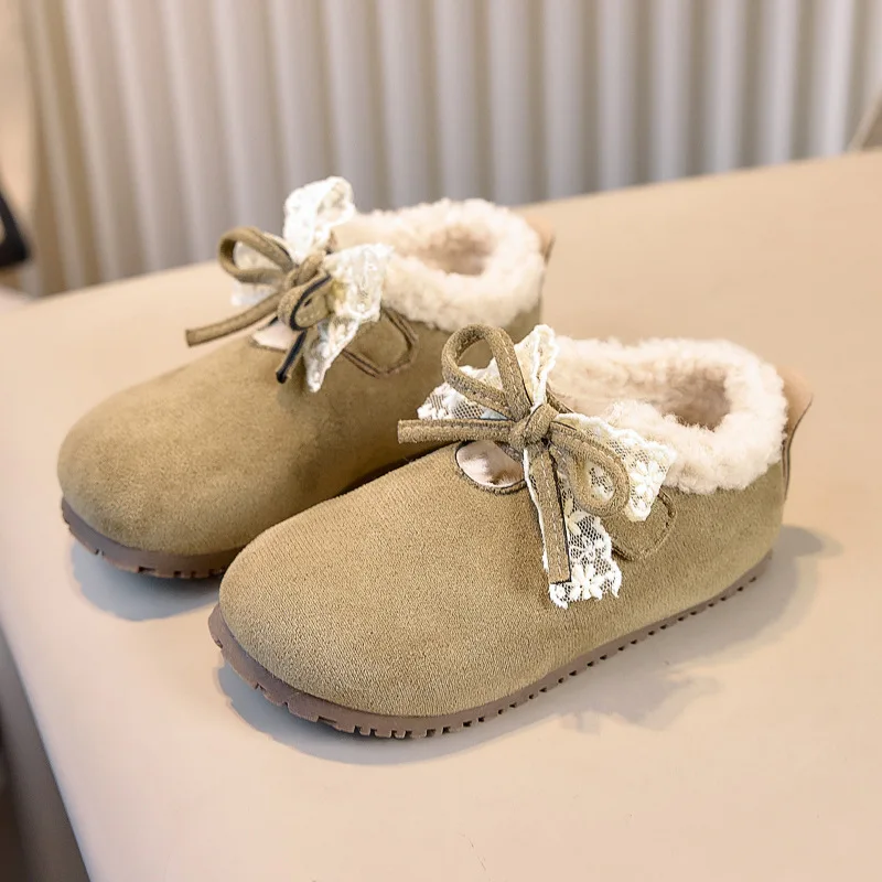 

Детская повседневная хлопковая обувь для девочек, зима 2024, новая модная обувь в корейском стиле на мягкой подошве, нескользящая универсальная теплая обувь принцессы