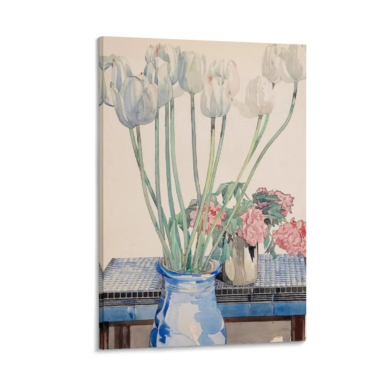 

Charles Rennie Mackintosh White tulips Canvas Painting room decorations for girls Picture on the wall