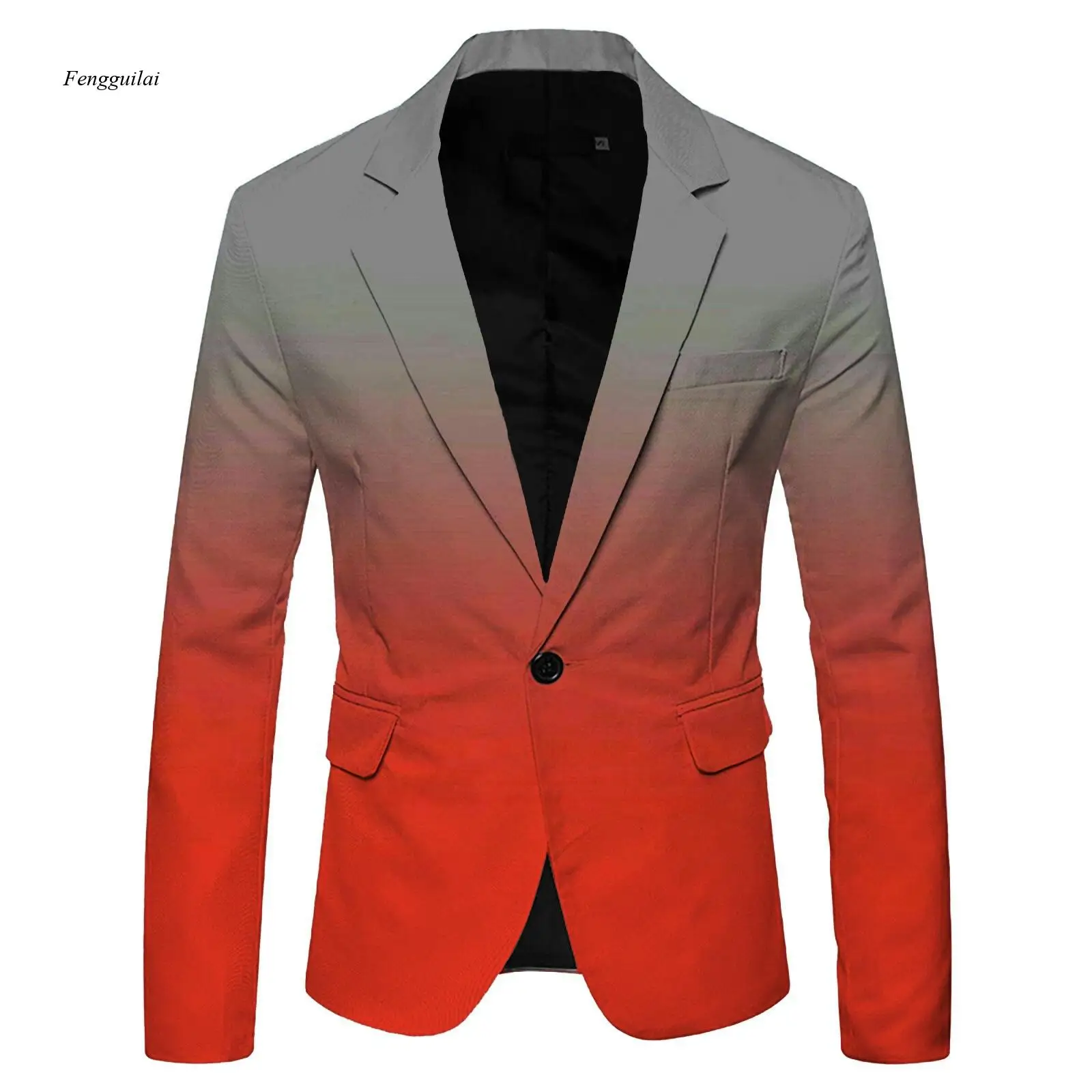 Eye Catching Ombre Blazer for Men Slim Fit Notch Lapel One-Button Suit Jacket for Special Occasions