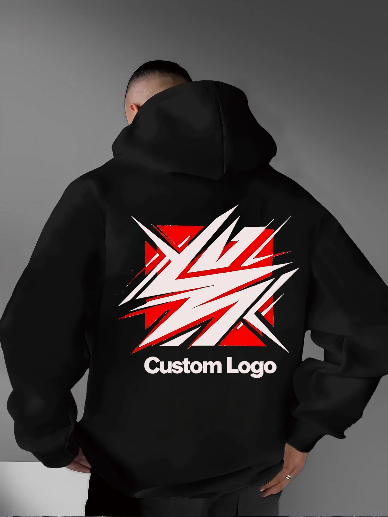 Abstract Sharp Splatter Graphic Custom Logo Print Hoodie Casual Streetwear Pullover Autumn Winter Sweatshirt Male Oversized