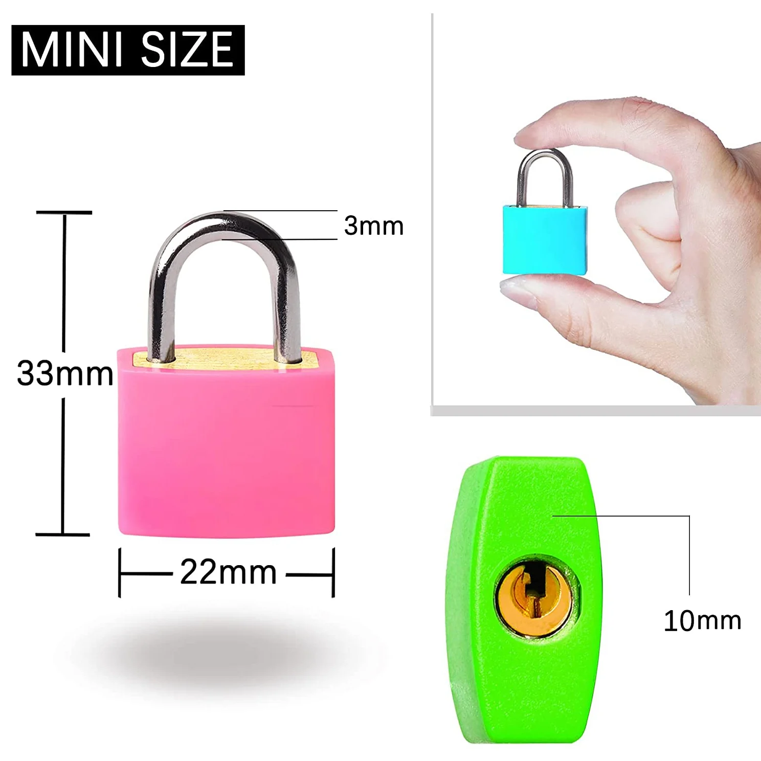 10 قطعة أقفال صغيرة قفل ملون ومفتاح خزانة الأمتعة على ظهره أقفال في الهواء الطلق قفل صغير للمدرسة الصالة الرياضية