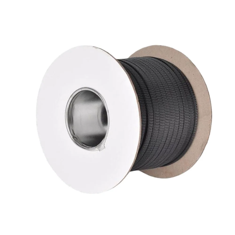 For braided PET Nylon Cable Sleeve 100 Meter Black for Wire Protection Cables Harnesses Flame Retardant V1 Rated