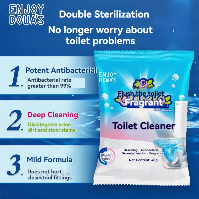 3/6/12Packs Rose Scented Dual Color Blue Bubble Toilet Cleaner with Antibacterial Properties and Twelve Sodium Lauryl Sulfate