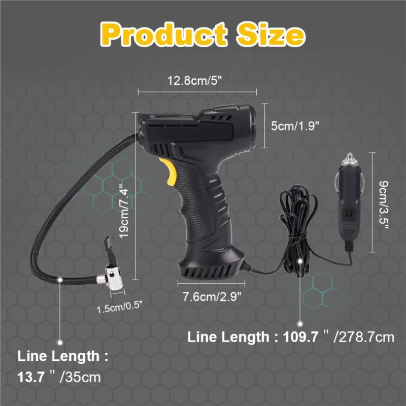 120W Handheld Car Air Pump Wireless/Wired Electric Pump Portable Air Pump Tire Inflator Portable For  Car Bicycle Air Compressor