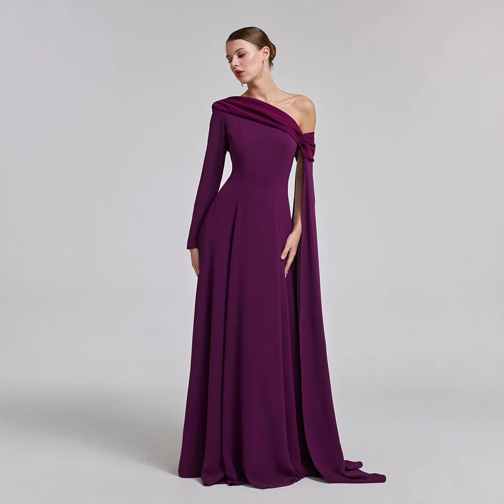

Beshinel Индивидуальные фиолетовые вечерние платья на одно плечо с длинными рукавами длиной до пола, вечерние платья для свадебной вечеринки, халаты De Soirée