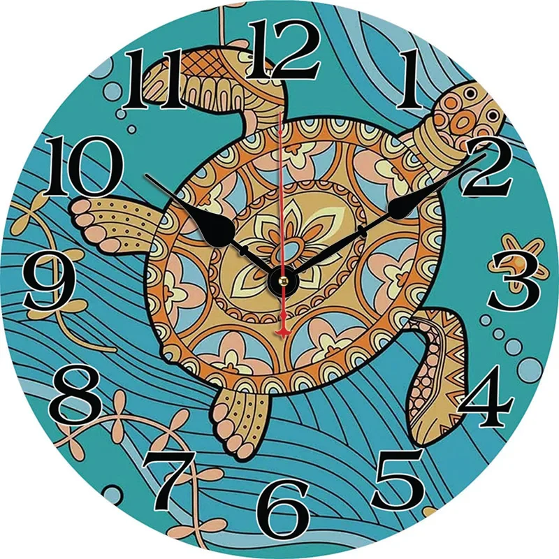 Sea Turtles Custom Large Clock Living Room Home Decor Round Wall Clock Quartz Table Clock Children Bedroom Wall Decoration