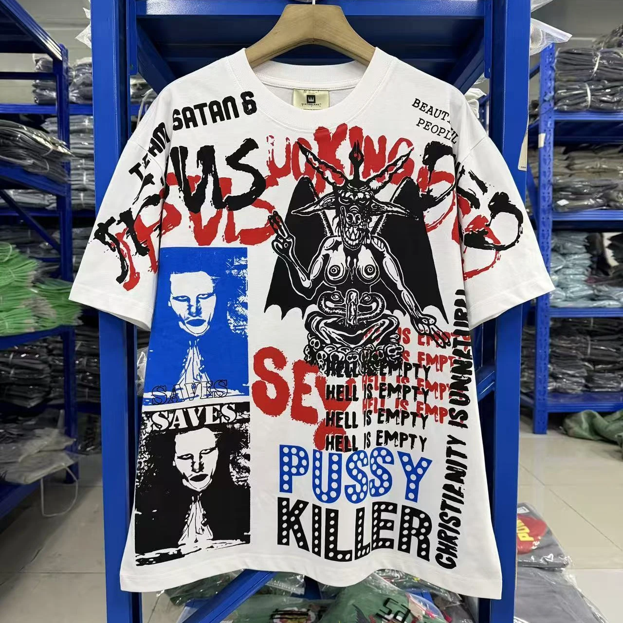 Marilyn Manson Mexican Pirated AOP Satanic Jesus Print T-Shirt Men Women Best Quality Rock Top T Shirt Tee