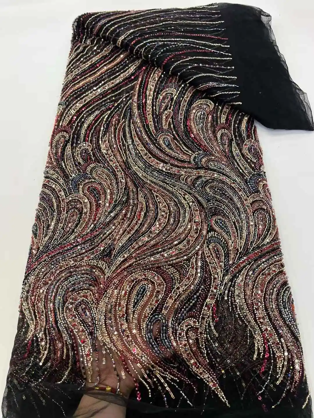 Africa Nigerian Beaded French Mesh Lace With Sequins High Quality 2025 Embroidery Lace Sequins Lace For Wedding Dresses Women