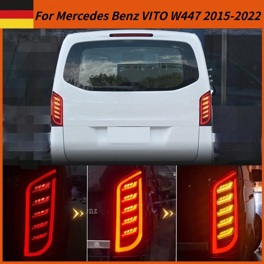 

Left Right Rear Taillights For Mercedes Benz VITO W447 2015-2022 LED Dynamic Tail Lights Black Lens Rear Lamps Brake Signal Lamp