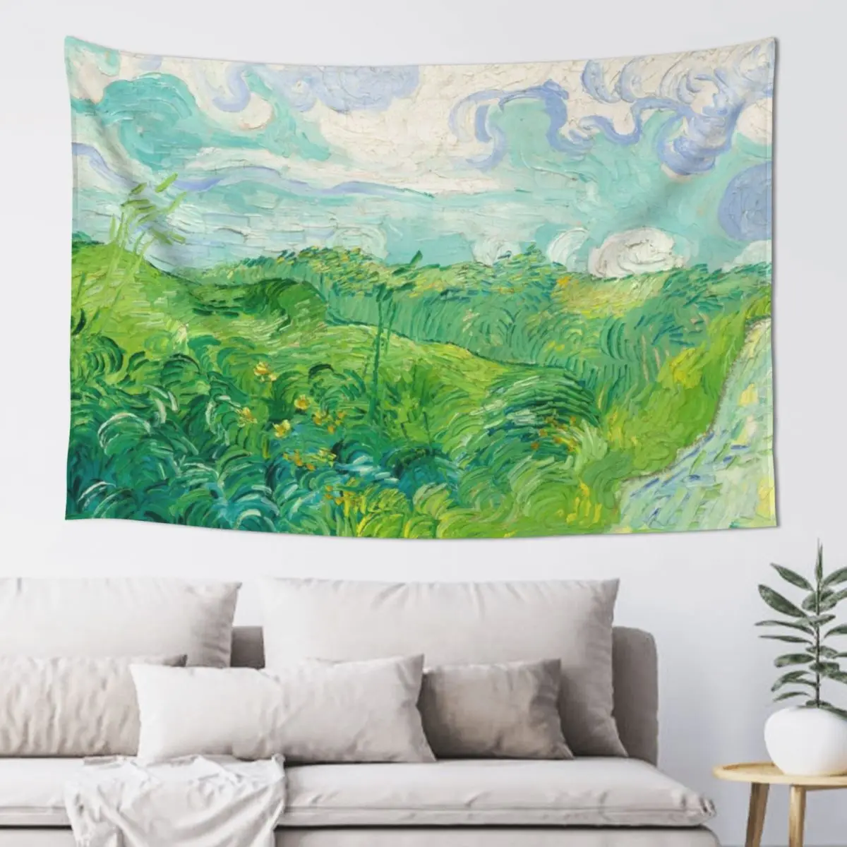 

Green Wheat Fields Auvers Van Gogh Fine Art Tapestry Room Decoration Korean Style Luxury Living Room Decoration Tapestry