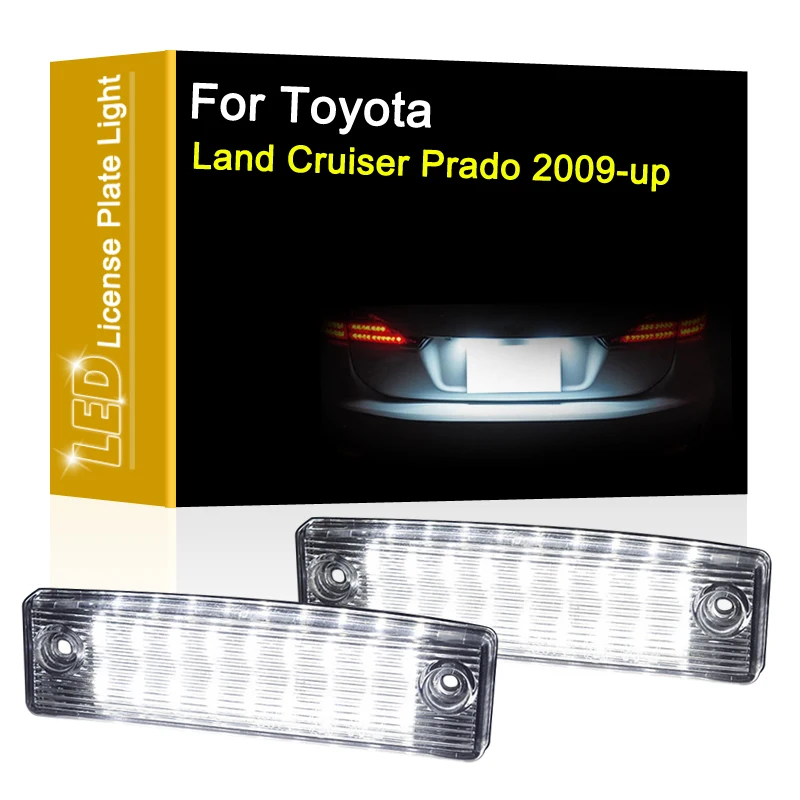 12V LED Number Plate Lamp For Toyota Land Cruiser Prado TRJ150/GRJ15#/GDJ15# 2009-UP White License Plate Light Assembly