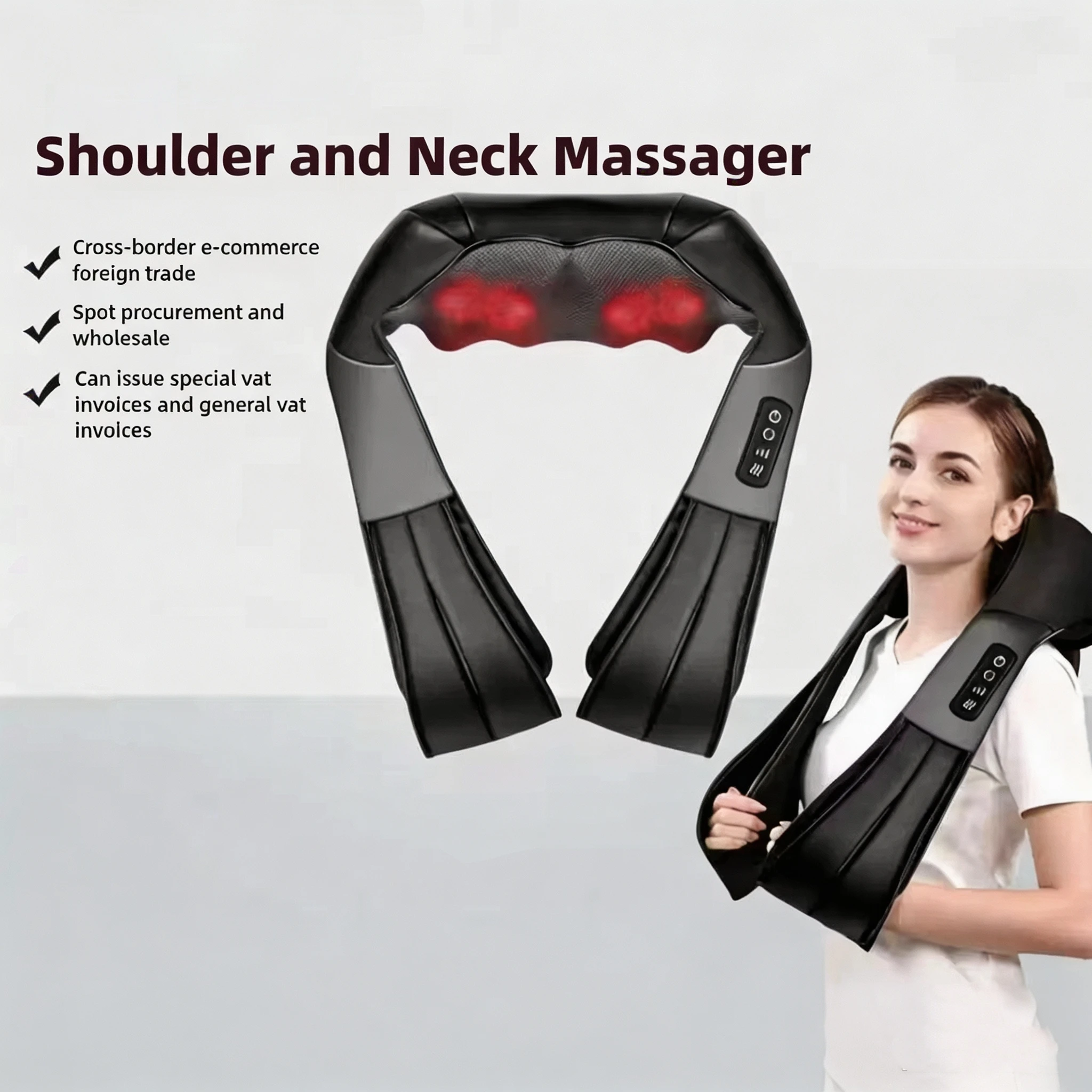 Multifunction Electric U-Shaped Neck Massager Shawl with 4 Buttons Shiatsu Kneading Heating Fatigue Relief Best Gift for Parents