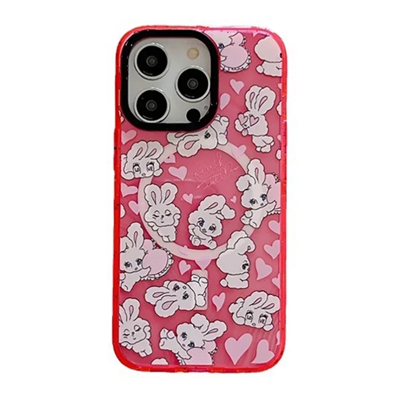 

MagSafe Acrylic Rabbit Phone Case Cover for iPhone 12 13 14 15 Pro Max Case for iPhone 15 ProMax