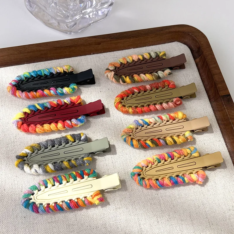 

Модная шерстяная бесшовная заколка контрастного цвета, Красочные заколки для волос для женщин и девушек, без следов на макияже, заколка, инструмент для укладки волос