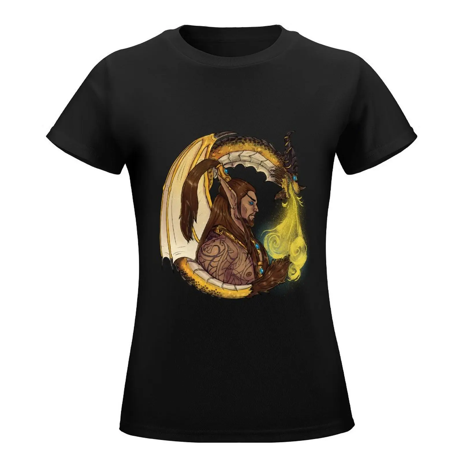 nozdormu inspired circular dragon design T-Shirt sports fans vintage clothes oversized oversized workout shirts for Women