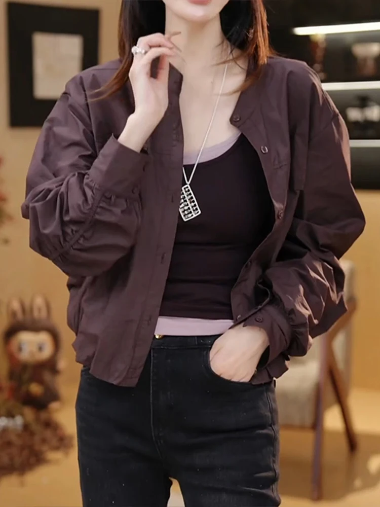 Modisches Amerikanisches Ort Jaet Damen Frühling Herbst 2026 Neues Gefaltetes Sport-Sleeve-Oberteil Locker Sitzend Koreanischer Stil