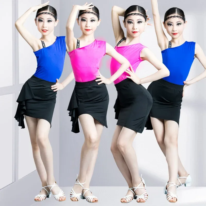 New Children's Latin Dance Dress Girls Separate Practice Performance Dress Competition Regulation Grade Test Practice Dress
