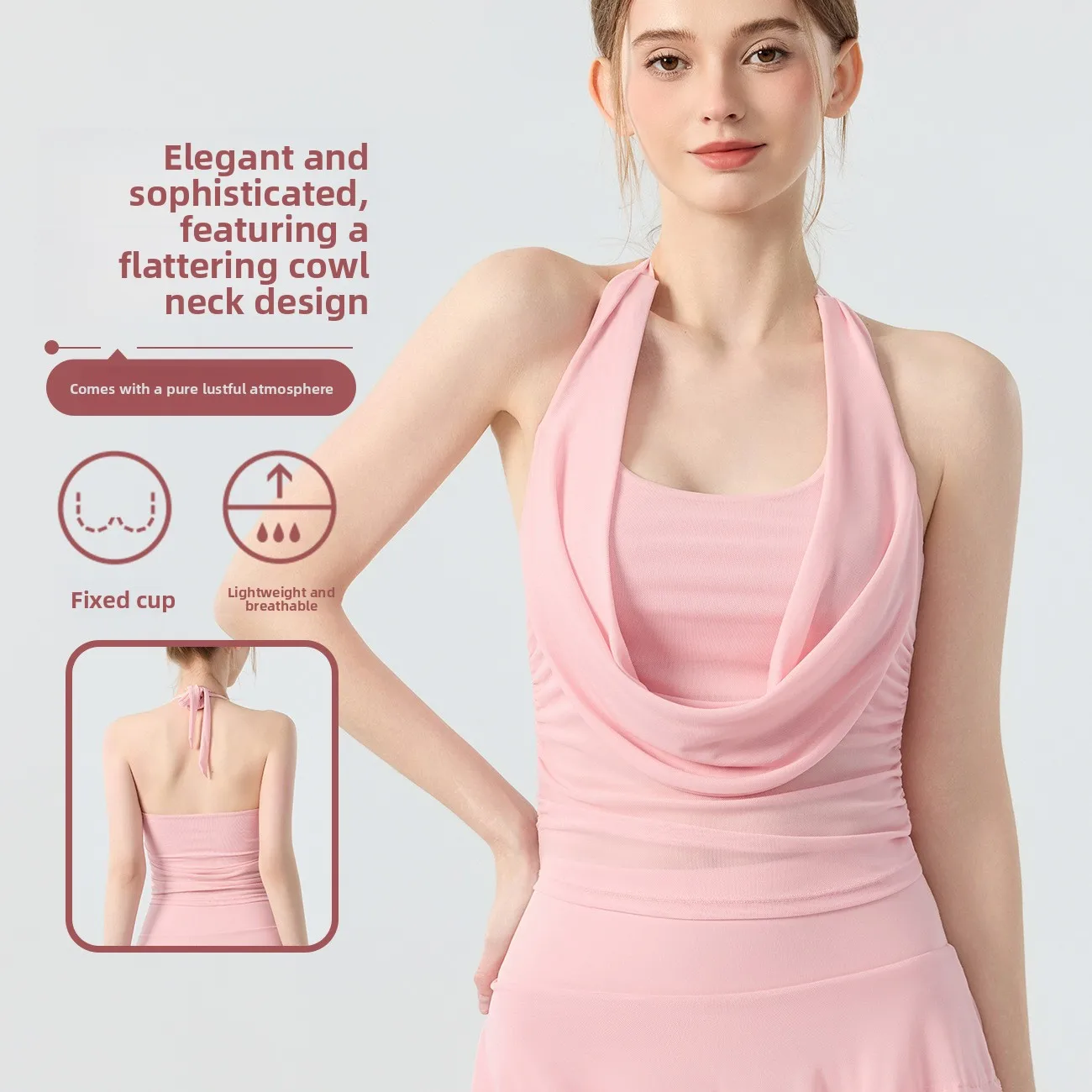 New Product Neck Hanging Sexy Backless Vest, Fixed Chest Pad, Mesh Breathable Pilates Fitness Bra