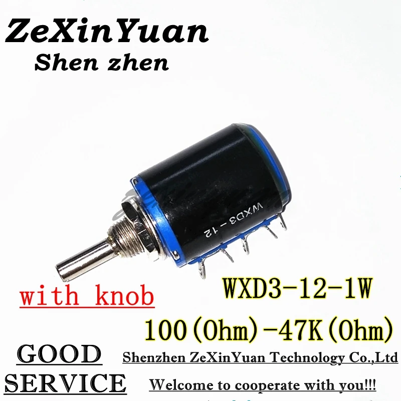 

1PCS WXD3-12-1W 100 220 470 1K 2K2 3K3 4K7 10K 22K 33K 47K Ohm 100R 220R 470R 2.2K 3.3K 4.7K WXD3-12 1W Potentiometer+ 1pcs knob