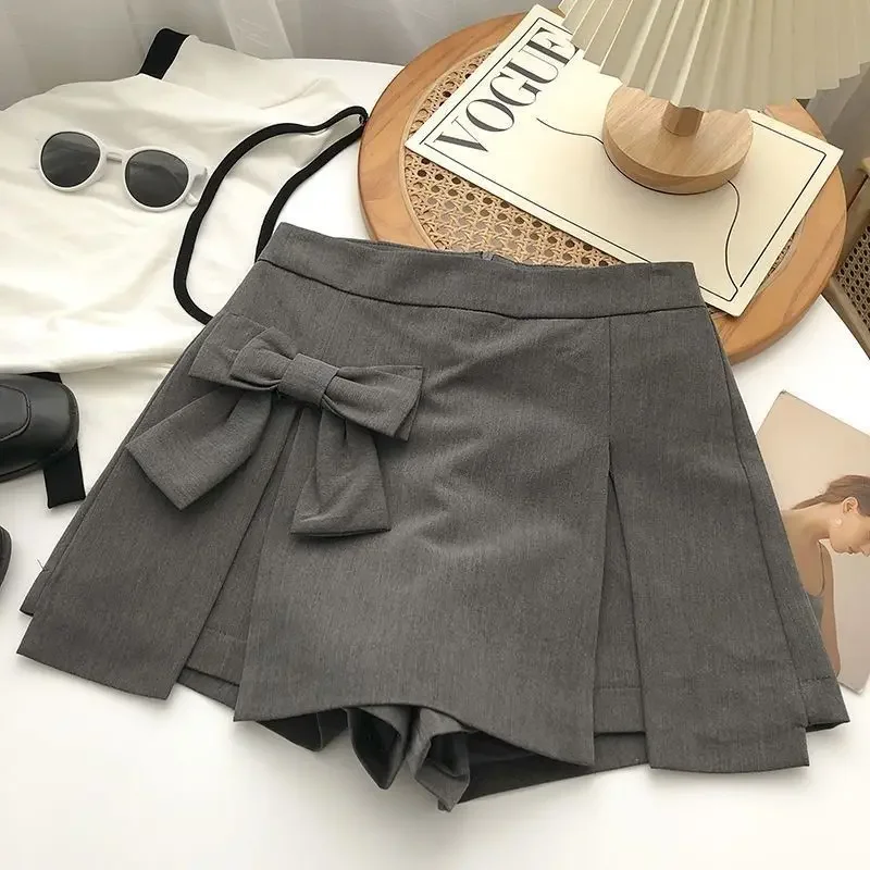 

Korean design bow A-line casual pants for summer, sweet and pure, sexy and versatile, slimming, high-waisted short skirt pants