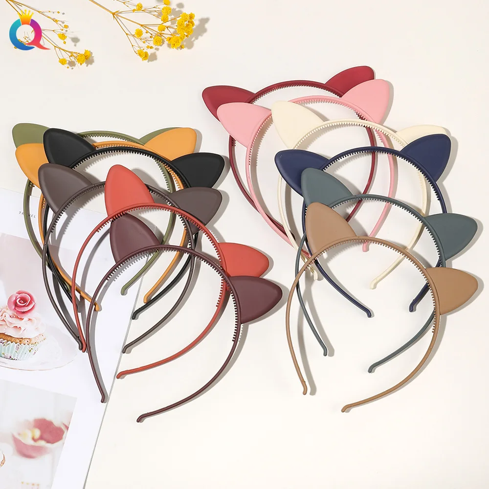 2023 matowe plastikowe opaski do uszu kota opaska Scrunchie kobiety dziewczęta włosy obręcz na głowę akcesoria nakrycia głowy nakrycia głowy uchwyt