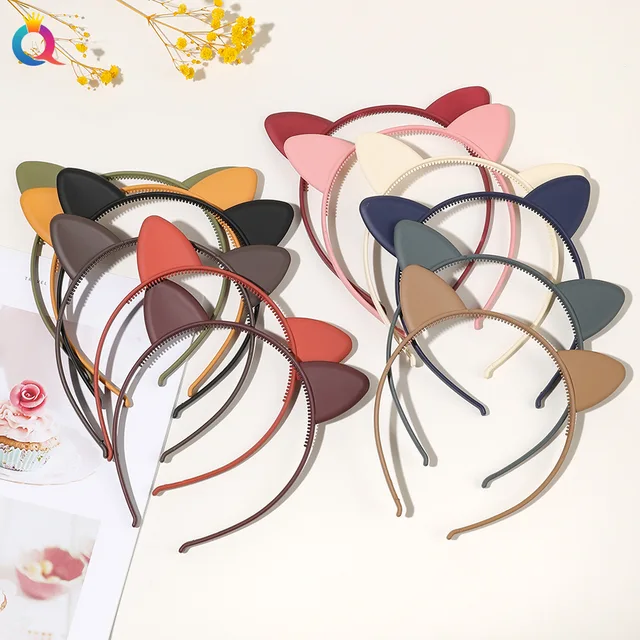 2023 matowe plastikowe opaski do uszu kota opaska Scrunchie kobiety dziewczęta włosy obręcz na głowę akcesoria nakrycia głowy nakrycia głowy uchwyt