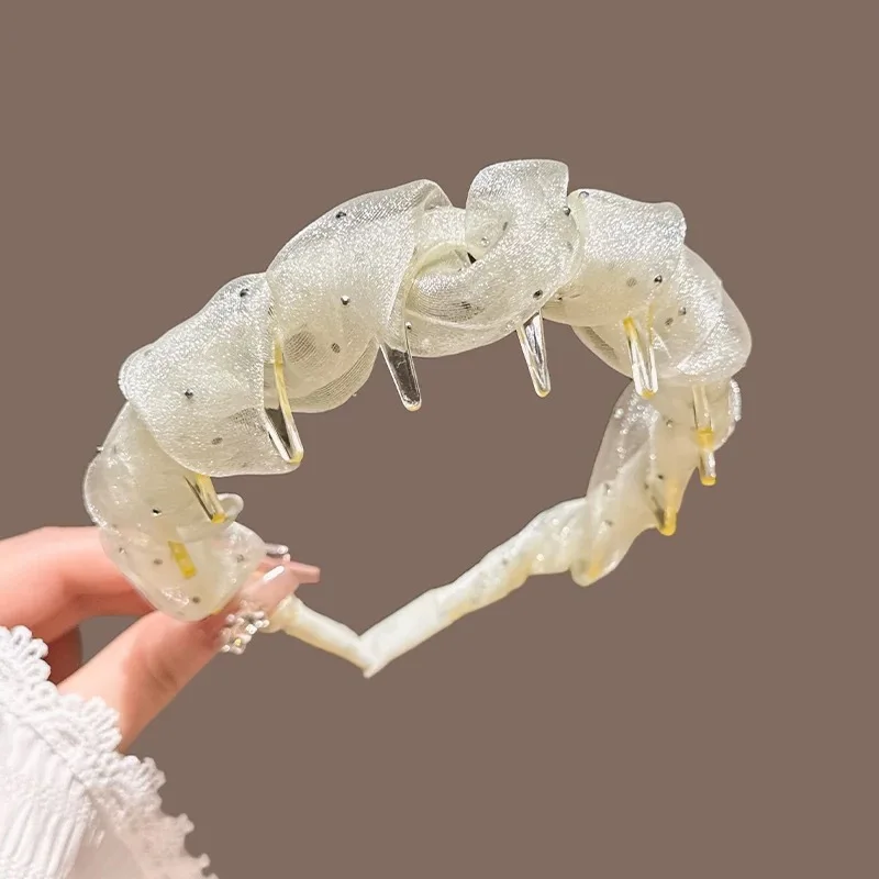 

High-Crown Wavy Hairband for Women Toothed Anti-Slip Design for Washing Without Flattening Hair Face-Slimming Headpiece