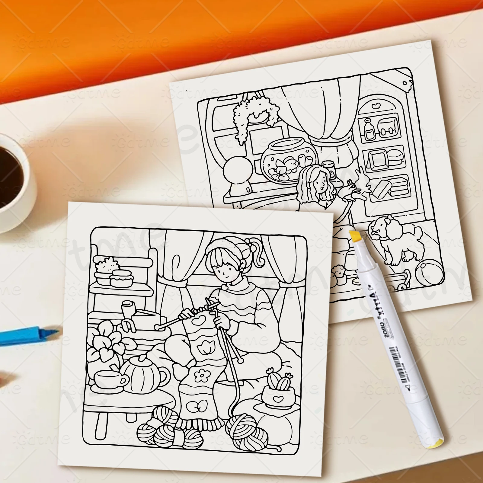 COZY SEASON Malbuch für Erwachsene mit einfachen Cartoon-Mustern zur Entspannung, DIY-Mal- und Zeichenbücher – Detail 9