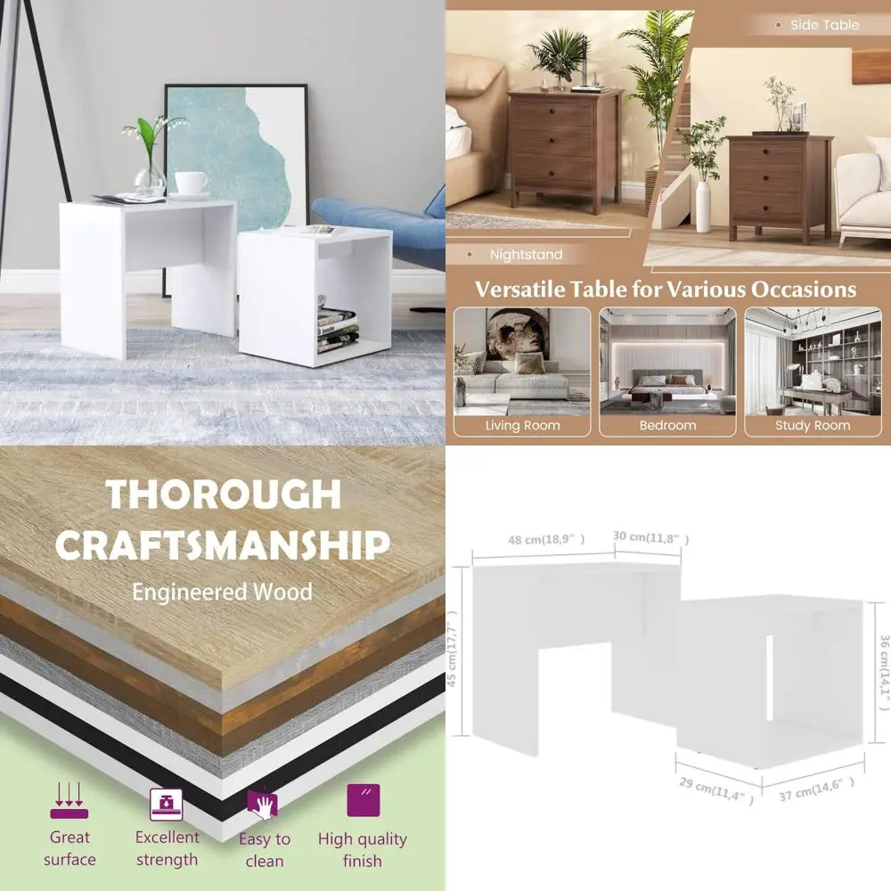 

Современный набор журнальных столиков из 2 предметов с местом для хранения, столы для раскладывания, белый, мебель для гостиной