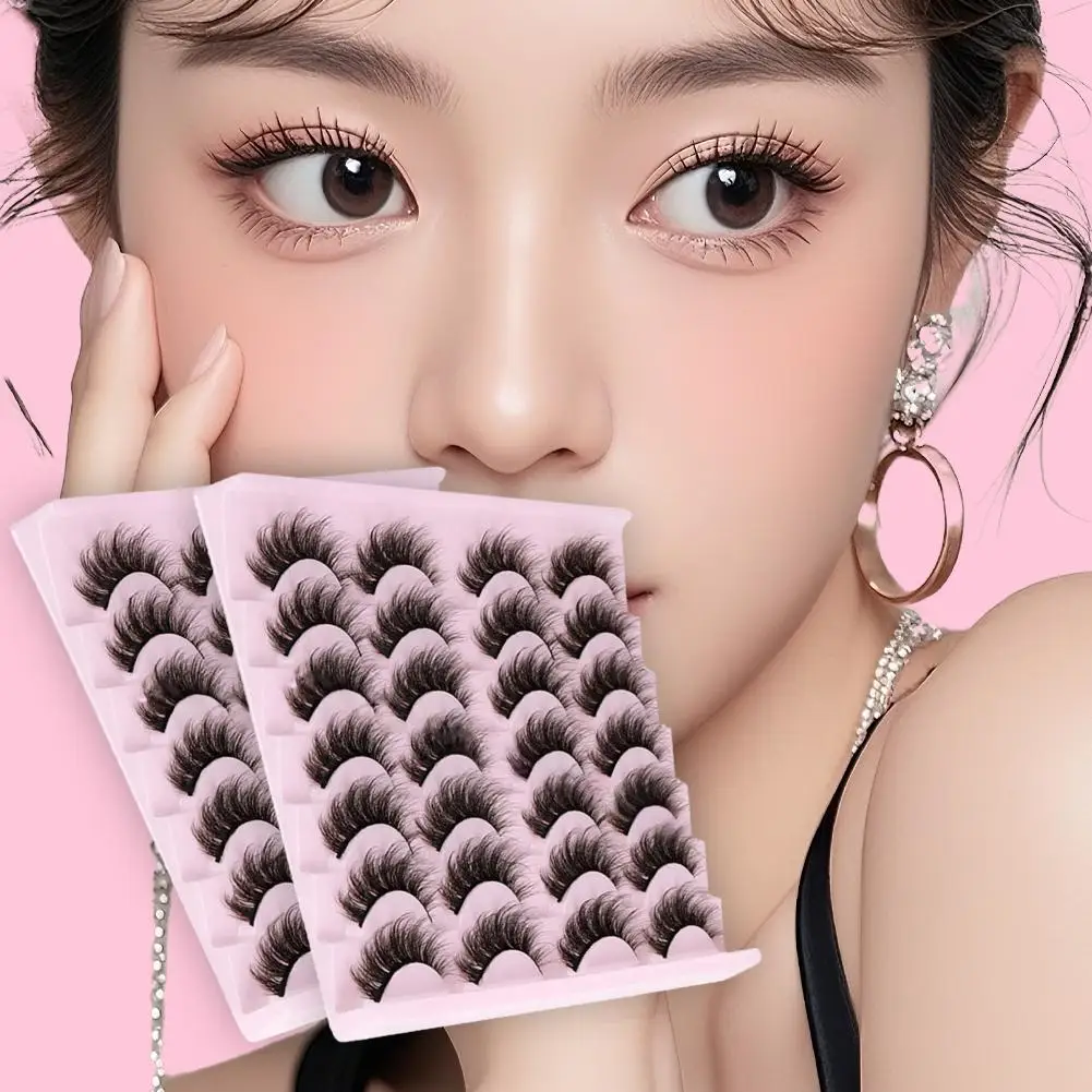14 paires de Faux cils 6D Super moelleux vaporeux, Extension de maquillage en vison, effet de cils de chat dramatique F3L1