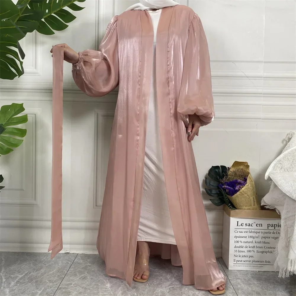 Robe longue en soie brillante pour femmes, Simple, européenne et américaine, tempérament, à lacets, ample, grande taille