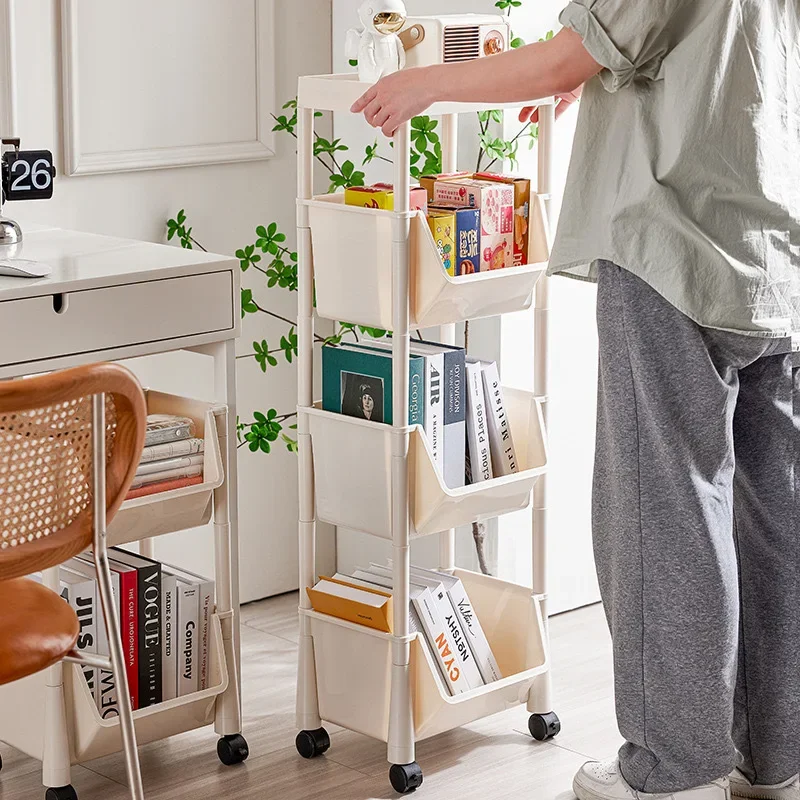 DSA household movable floor trolley shelf bookshelf multi-layer finishing large-capacity storage rack
