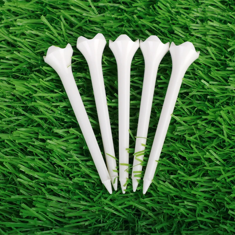 50pc Professional Tee System Plastic Golf Tees 83mm length Low-Resistance Tip less friction Gift for Golfers White/pink