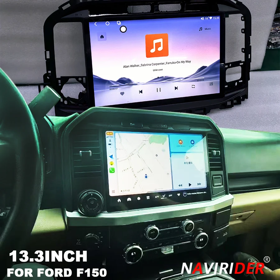 

13,3-дюймовый Android Auto Carplay для Ford F150 2015-2024, автомобильный радиоприемник, аудио, мультимедийный видеоплеер, стерео GPS-навигация, головное устройство