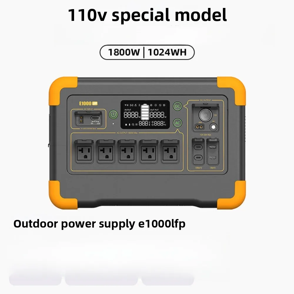 E1000LFP Portable Power Station 1800W 110V Solar Fast Charge Car Backup Battery