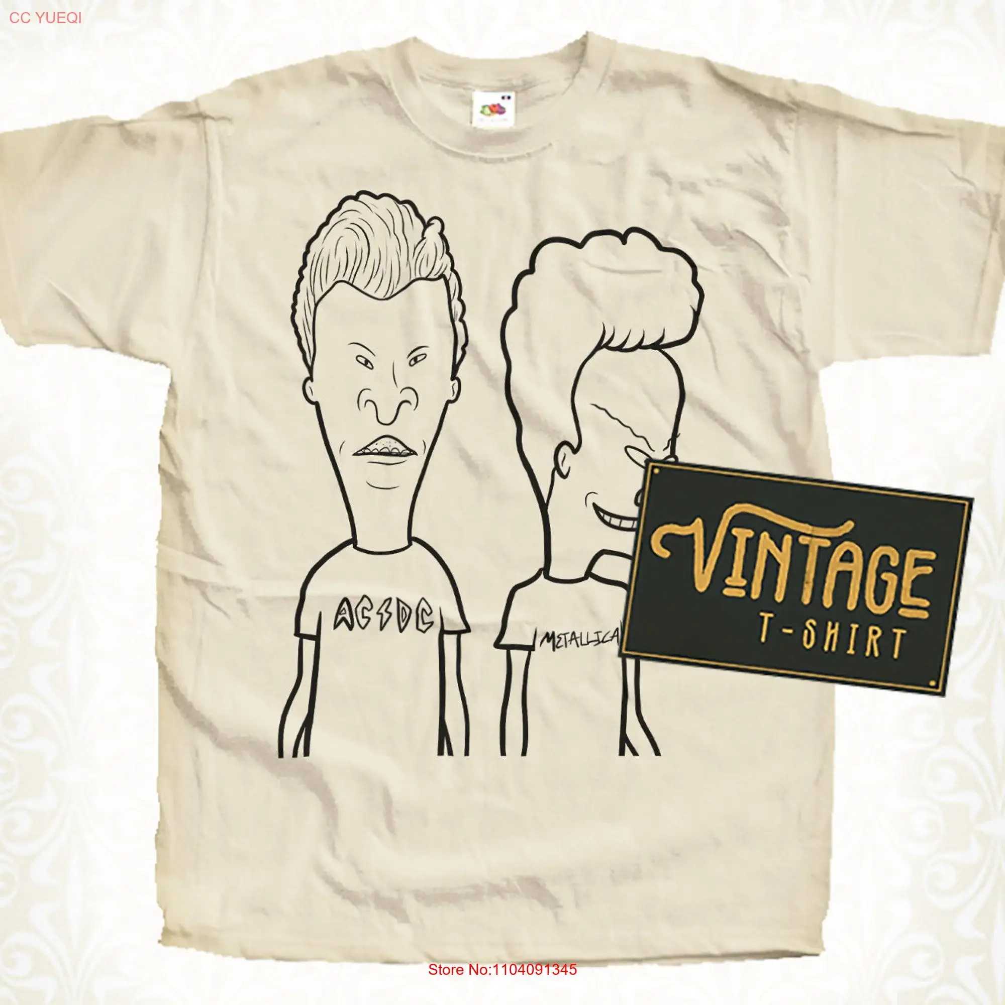 Beavis and Butt Head V12 T Shirt Vintage Natural color Men's DTG Digital Print SIZES S M L XL 2XL 3XL 4XL 5XL