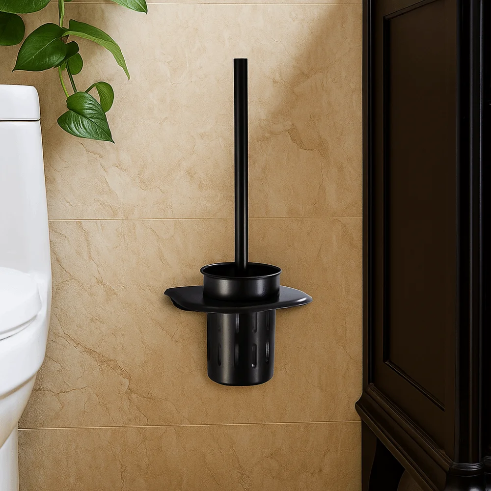 

Настенный набор щеток для унитаза, нержавеющий держатель для туалетной щетки с длинной ручкой, алюминиевая неперфорированная щетка для чистки ванной комнаты