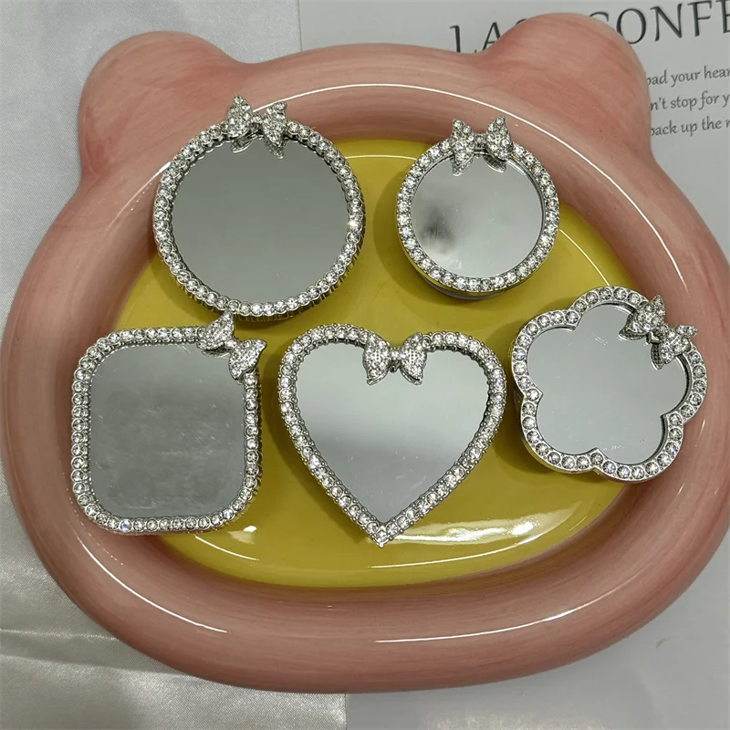 

Bling Shiny Diamond Mirror Bow Square Heart Flower Circular Ring Holder For Magsafe Magnetic Support Phone Grip Mount Bracket