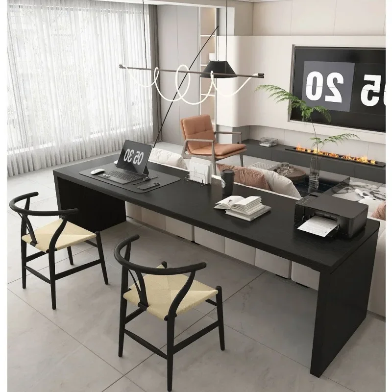 Learning to write workbench minimalist black living room double solid wood desk household super long sofa back long