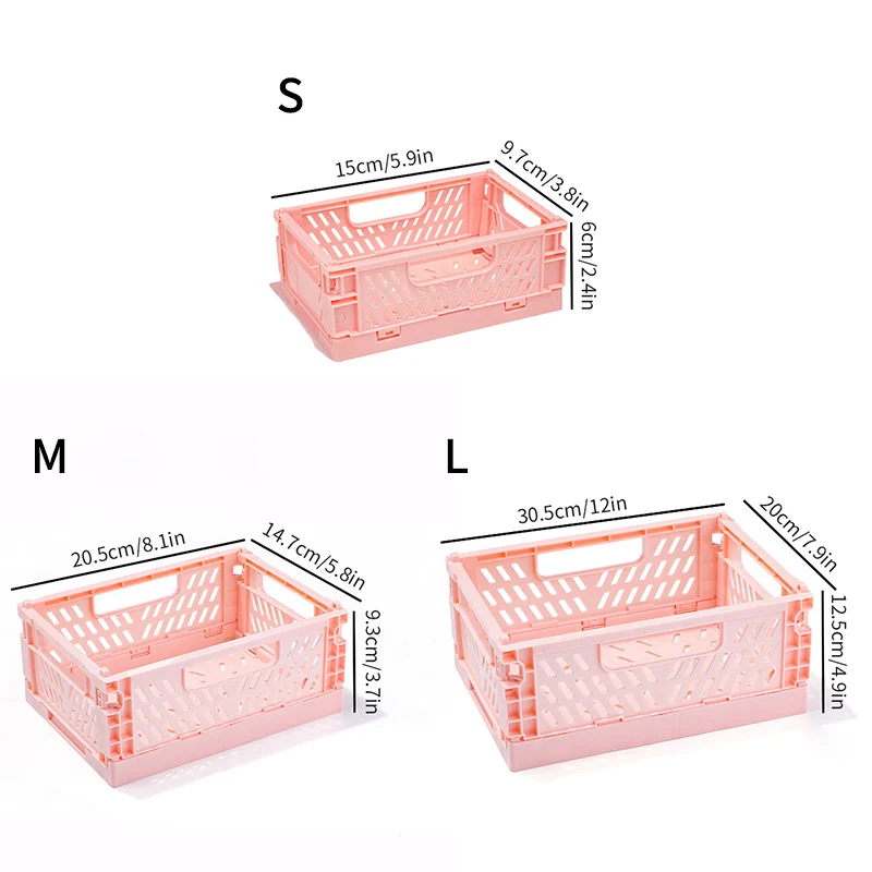 1/3pcs Plastic Foldable Storage Crate Folding Box Basket Portable Stackable Jewellery Toys Boxes Organizer Cosmetic Drawer Case