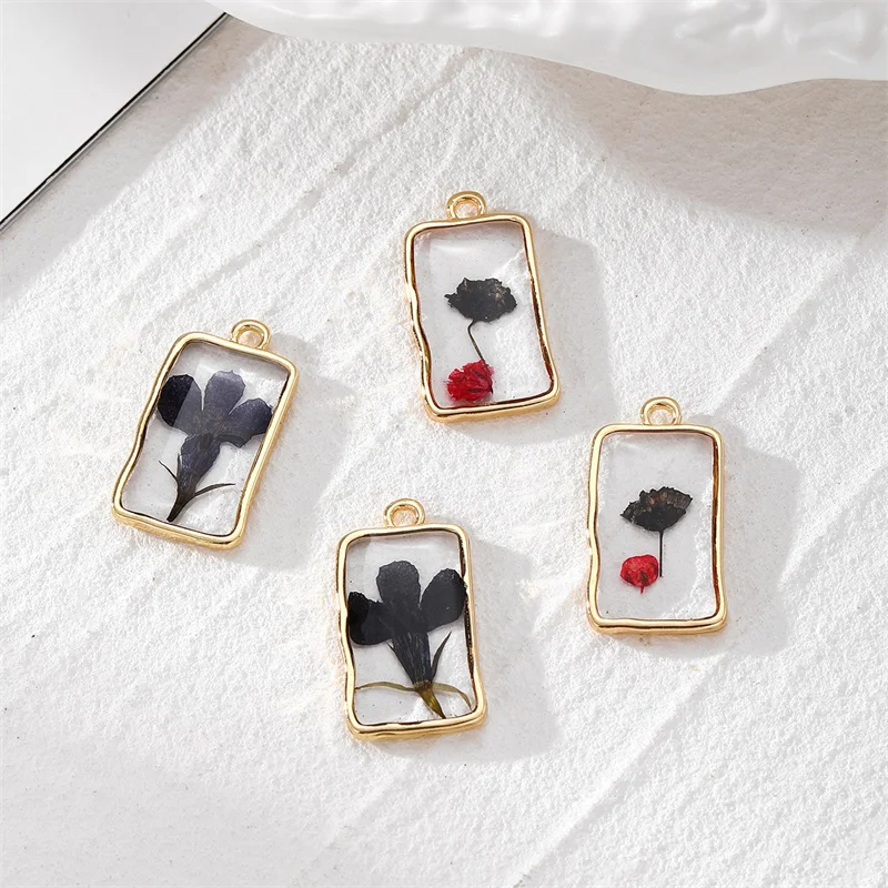 

Новое поступление, 50 шт./лот, цветные сушеные цветы, сердцевина, геометрия, прямоугольная форма, бусины из смолы, сплав, ювелирные изделия своими руками, кулон для одежды, аксессуар