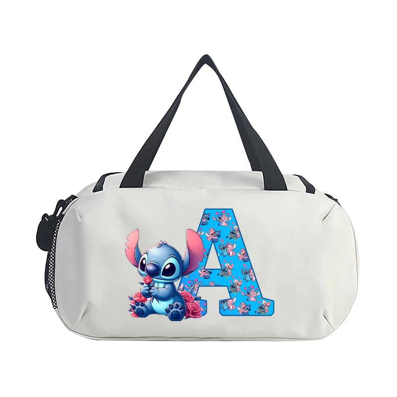 Disney Stitch Cartoon Travel Bag Kawaii Letter Luggage Bags Outdoor Camping Large Capacity Tote Bag Oxford Cloth Gym Bag Gifts