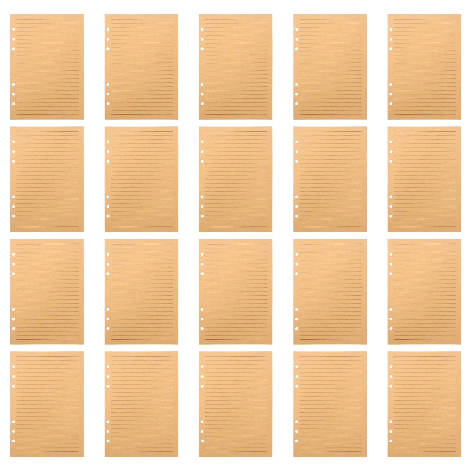 80 Sheets A5 Brown Kraft Paper Notebook Refill Lined Paper for Journal Planner Binder Insert Colored Ruled Pages