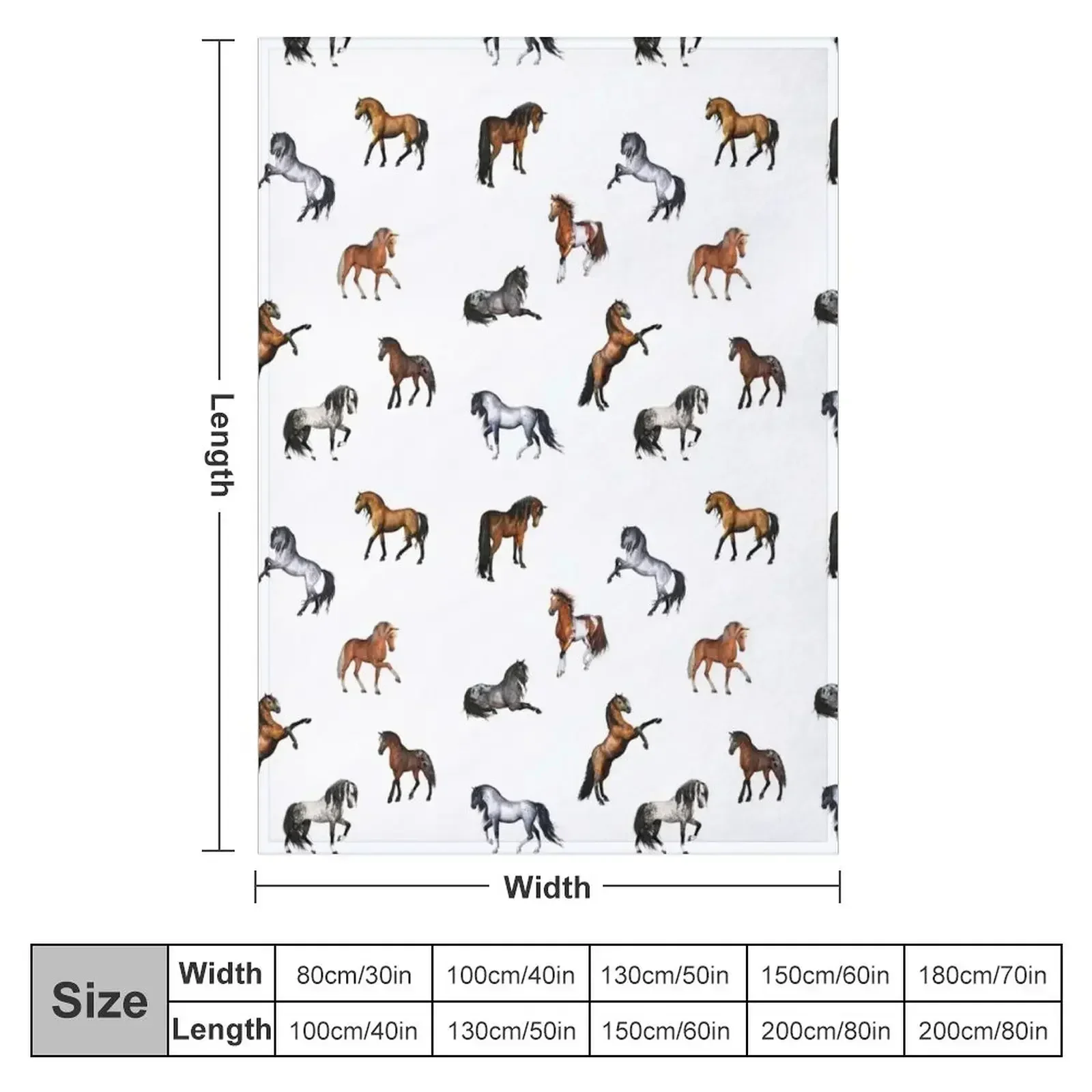 Many cute wild horses - seamless pattern Throw Blanket Furry Personalized Gift Blankets