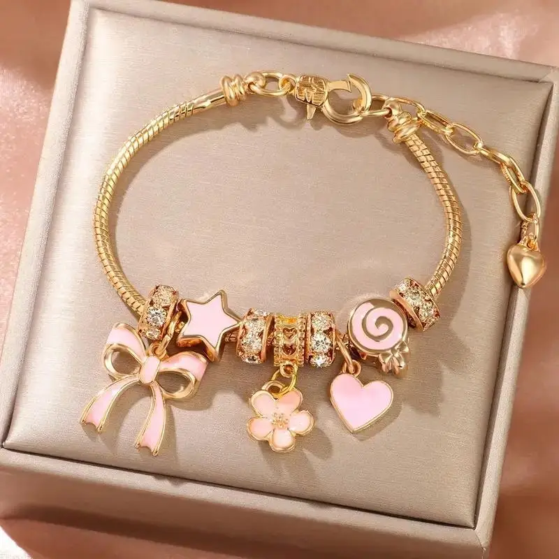 1Pcs Adjustable Heart Bracelet Fashion Bow Detail Comfortable Wear Jewelry for Women Vacation Gift for Daughter
